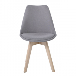 MARTIN Καρέκλα Οξιά Φυσικό, Ύφασμα Γκρι, Μονταρισμένη Ταπετσαρία  49x57x82cm