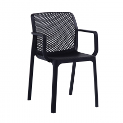 DORIAN Πολυθρόνα Κήπου Βεράντας PP-UV Μαύρο  54x55x83cm