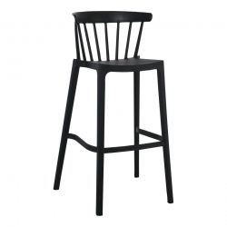 WEST Σκαμπό BAR με Πλάτη, PP-UV Μαύρο  54x51x103cm