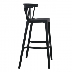 WEST Σκαμπό BAR με Πλάτη, PP-UV Μαύρο  54x51x103cm