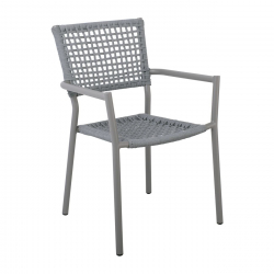 MIRANDA ΠΟΛΥΘΡΟΝΑ ALU/PU ROPE ΓΚΡΙ 56x60x86cm