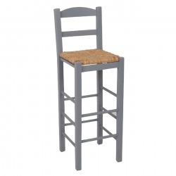 ΣΙΦΝΟΣ Σκαμπό BAR με Πλάτη, Οξιά Εμποτισμός Λάκα Γκρι, Κάθισμα Ψάθα  36x37x76/107cm