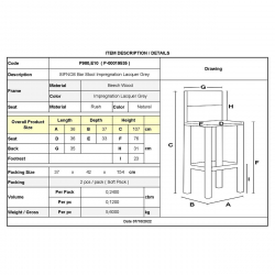 ΣΙΦΝΟΣ Σκαμπό BAR με Πλάτη, Οξιά Εμποτισμός Λάκα Γκρι, Κάθισμα Ψάθα  36x37x76/107cm