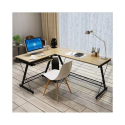 ΓΡΑΦΕΙΟ Η/Υ Γωνία, Μέταλλο Βαφή Μαύρο, Επιφάνεια Απόχρωση Maple  158x120x48x73cm