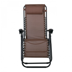 SUPER RELAX Πολυθρόνα με Υποπόδιο, Μέταλλο Βαφή Μαύρο, Textilene Καφέ  165x65x112cm