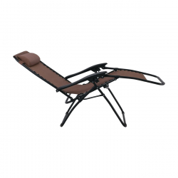 SUPER RELAX Πολυθρόνα με Υποπόδιο, Μέταλλο Βαφή Μαύρο, Textilene Καφέ  165x65x112cm