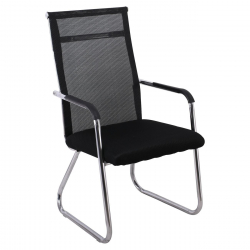 ALTA Πολυθρόνα Γραφείου Επισκέπτη Χρώμιο, Mesh Μαύρο  54x64x100cm
