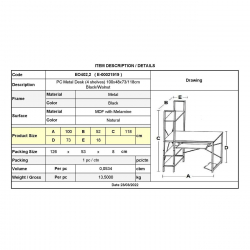 ΓΡΑΦΕΙΟ 4 Ράφια - Βάση Η/Υ - Συρταρωτή Θέση Πληκτρολογίου, Μέταλλο Μαύρο, Φυσικό  100x48x73/118cm