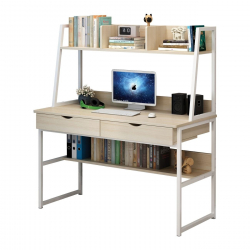 ΓΡΑΦΕΙΟ 2 Συρτάρια 2 Ράφια Μέταλλο Βαφή Άσπρο, MDF - Melamine Απόχρωση Maple  100x48x74/138cm