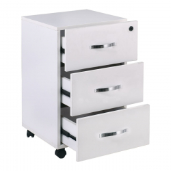 UNIT Συρταριέρα Γραφείου, 3 Συρτάρια, Τροχήλατη, Melamine Απόχρωση Άσπρο  38x42x63cm