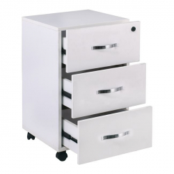UNIT Συρταριέρα Γραφείου, 3 Συρτάρια, Τροχήλατη, Melamine Απόχρωση Άσπρο  38x42x63cm