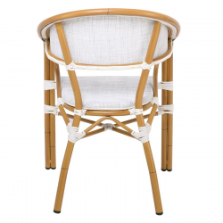 VEGERA Πολυθρόνα Dining Αλουμίνιο Βαφή Φυσικό Textilene Εκρού, Στοιβαζόμενη  57x58x83cm