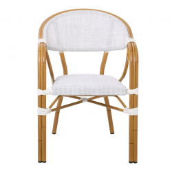 VEGERA Πολυθρόνα Dining Αλουμίνιο Βαφή Φυσικό Textilene Εκρού, Στοιβαζόμενη  57x58x83cm