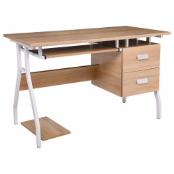 UNIT Γραφείο Η/Υ Μέταλλο Βαφή Άσπρο, Melamine Απόχρωση Sonoma  120x60x73cm