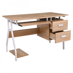 UNIT Γραφείο Η/Υ Μέταλλο Βαφή Άσπρο, Melamine Απόχρωση Sonoma  120x60x73cm