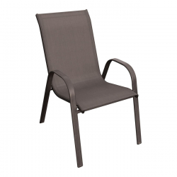 RIO Πολυθρόνα Στοιβαζόμενη Κήπου, Μέταλλο Βαφή Καφέ, Τextilene Καφέ (4,20kg)  55x74x91cm