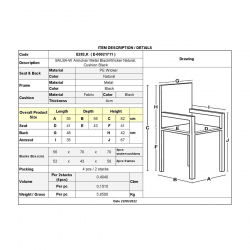 SALSA-W Πολυθρόνα Τραπεζαρίας Κήπου, Μέταλλο Βαφή Μαύρο, Wicker Φυσικό, Μαξιλάρι Μαύρο  55x56x82cm