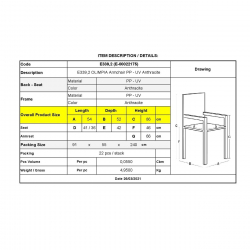 OLIMPIA Πολυθρόνα Τραπεζαρίας Κήπου Στοιβαζόμενη, PP - UV Protection, Απόχρωση Ανθρακί  54x52x86cm