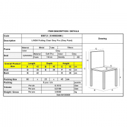 LINDA Καρέκλα Πτυσσόμενη Βαφή Γκρι, Pvc Γκρι  43x46x80cm