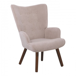 ALMA Πολυθρόνα - Μπερζέρα Σαλονιού - Καθιστικού Καρυδί Ύφασμα Velure Ανοιχτό Καφέ,K/D  69x76x97cm