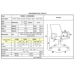 BF2011 Πολυθρόνα Γραφείου, Βάση Μέταλλο Βαφή Μαύρο, Mesh Μαύρο, PP Μαύρο  58x62x96/106cm