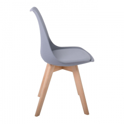 MARTIN STRIPE Καρέκλα Ξύλινο Πόδι, PP Γκρι  49x56x82cm