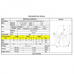MARTIN STRIPE Καρέκλα Ξύλινο Πόδι, PP Γκρι  49x56x82cm