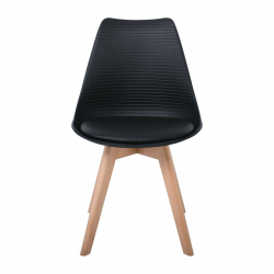 MARTIN STRIPE Καρέκλα Ξύλινο Πόδι, PP Μαύρο  49x56x82cm