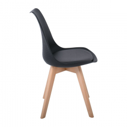 MARTIN STRIPE Καρέκλα Ξύλινο Πόδι, PP Μαύρο  49x56x82cm