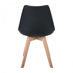 MARTIN STRIPE Καρέκλα Ξύλινο Πόδι, PP Μαύρο  49x56x82cm