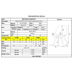 MARTIN STRIPE Καρέκλα Ξύλινο Πόδι, PP Μαύρο  49x56x82cm