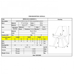 MARTIN STRIPE Καρέκλα Ξύλινο Πόδι, PP Άσπρο  49x56x82cm