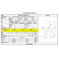 MARTIN STRIPE Καρέκλα Ξύλινο Πόδι, PP Άσπρο  49x56x82cm