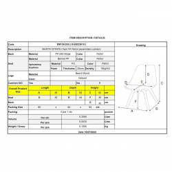 MARTIN STRIPE Καρέκλα Ξύλινο Πόδι, PP Petrol  49x56x82cm