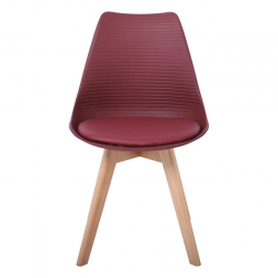 MARTIN STRIPE Καρέκλα Ξύλινο Πόδι, PP Μπορντώ  49x56x82cm