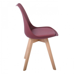 MARTIN STRIPE Καρέκλα Ξύλινο Πόδι, PP Μπορντώ  49x56x82cm