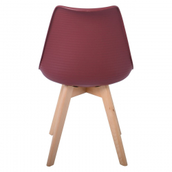 MARTIN STRIPE Καρέκλα Ξύλινο Πόδι, PP Μπορντώ  49x56x82cm