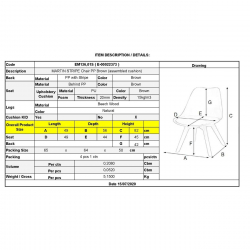 MARTIN STRIPE Καρέκλα Ξύλινο Πόδι, PP Καφέ  49x56x82cm