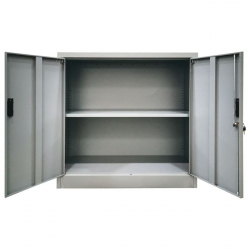 ΝΤΟΥΛΑΠΙ Δίφυλλο - 2 Ράφια Εσωτερικά - Μέταλλο Βαφή Γκρι  90x40x90cm