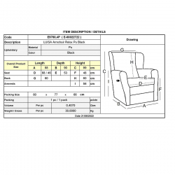 LUISA Πολυθρόνα Relax Σαλονιού - Καθιστικού Pu Μαύρο  88x90x99cm