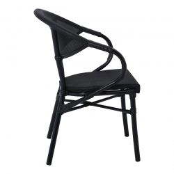 COSTA Πολυθρόνα Dining Αλουμινίου, Απόχρωση Μαύρο Textilene Μαύρο  58x57x83cm