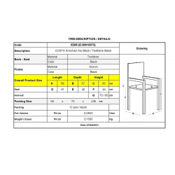 COSTA Πολυθρόνα Dining Αλουμινίου, Απόχρωση Μαύρο Textilene Μαύρο  58x57x83cm
