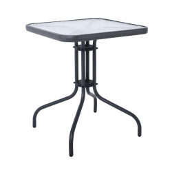 BALENO Τραπέζι Κήπου - Βεράντας, Μέταλλο Βαφή Ανθρακί, Επιφάνεια Γυαλί  60x60x70cm