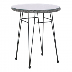 SALSA Τραπέζι H.70cm Μέταλλο Βαφή Μαύρο, Wicker Γκρι  Φ60cm H.70cm