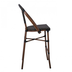 COSTA Σκαμπό BAR με Πλάτη, Αλουμίνιο Απόχρωση Καρυδί, Textilene Μαύρο  50x55x76/116cm