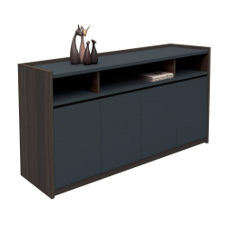 ADVANCE Ντουλάπι Γραφείου, 3 Ράφια, 2 Ντουλάπια Δίφυλλα με 4 Ράφια, Σκ.Καρυδί-Sky Grey  169x40x80cm