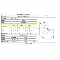 RELIX Καρέκλα Στοιβαζόμενη, Μέταλλο Βαφή Κόκκινο Matte  44x49x84cm