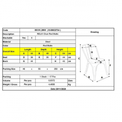 RELIX Καρέκλα Στοιβαζόμενη, Μέταλλο Βαφή Κόκκινο Matte  44x49x84cm