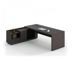 ADVANCE Γραφείο Αριστερή Γωνία Σκούρο Καρυδί - Sky Grey  220x90/160x40 (H.75)cm