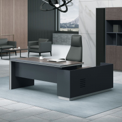 ADVANCE Γραφείο Αριστερή Γωνία Σκούρο Καρυδί - Sky Grey  220x90/160x40 (H.75)cm